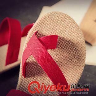 2015新款日系亞麻涼拖鞋 夜店風尚與沙灘休閑的完美融合